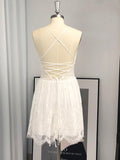 A-Line/Princess Spaghetti Straps Sleeveless Lace Short/Mini Homecoming Dresses TPP0004568