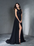 A-Line/Princess Scoop Applique Sleeveless Long Chiffon Dresses TPP0002435