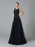 A-Line/Princess Straps Beading Sleeveless Long Net Mother of the Bride Dresses TPP0007280