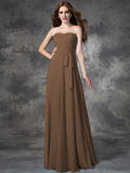 A-line/Princess Strapless Ruched Sleeveless Long Chiffon Bridesmaid Dresses TPP0005797