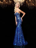 Trumpet/Mermaid Sweetheart Sequin Sleeveless Long Sequins Dresses TPP0002611