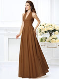 A-Line/Princess Halter Pleats Sleeveless Long Chiffon Bridesmaid Dresses TPP0002801