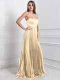 A-Line/Princess Strapless Sleeveless Ruffles Long Chiffon Bridesmaid Dresses TPP0005555