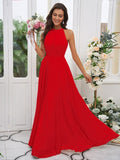 A-Line/Princess Chiffon Ruffles Halter Sleeveless Floor-Length Bridesmaid Dresses TPP0004922