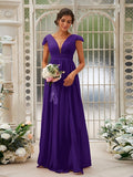 A-Line/Princess Chiffon Ruffles V-neck Sleeveless Sweep/Brush Train Bridesmaid Dresses TPP0004927