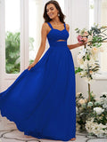 A-Line/Princess Chiffon Ruched Straps Sleeveless Floor-Length Bridesmaid Dresses TPP0004915