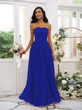 A-Line/Princess Chiffon Ruffles Strapless Sleeveless Floor-Length Bridesmaid Dresses TPP0004948