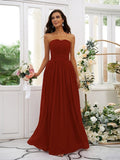 A-Line/Princess Chiffon Ruffles Strapless Sleeveless Floor-Length Bridesmaid Dresses TPP0004948