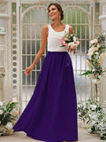 A-Line/Princess Chiffon Ruffles Scoop Sleeveless Floor-Length Bridesmaid Dresses TPP0004949