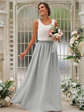 A-Line/Princess Chiffon Ruffles Scoop Sleeveless Floor-Length Bridesmaid Dresses TPP0004949