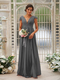 A-Line/Princess Chiffon Ruffles V-neck Sleeveless Sweep/Brush Train Bridesmaid Dresses TPP0004927