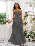 A-Line/Princess Chiffon Ruffles Strapless Sleeveless Floor-Length Bridesmaid Dresses TPP0004948