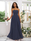 A-Line/Princess Chiffon Ruffles Strapless Sleeveless Floor-Length Bridesmaid Dresses TPP0004948