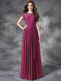 A-line/Princess Bateau Lace Sleeveless Long Chiffon Bridesmaid Dresses TPP0005036