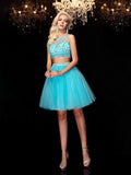 A-Line/Princess Scoop Rhinestone Sleeveless Short Net Dresses TPP0008594