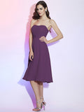 A-Line/Princess Strapless Sleeveless Pleats Short Chiffon Bridesmaid Dresses TPP0005750