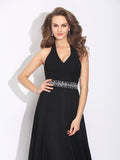 A-Line/Princess Halter Beading Sleeveless Long Chiffon Bridesmaid Dresses TPP0005529