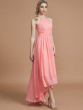 A-Line/Princess Halter Asymmetrical Sleeveless Chiffon Bridesmaid Dresses TPP0005582