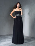 A-Line/Princess Strapless Beading Sleeveless Long Chiffon Dresses TPP0003902