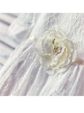 A-line/Princess Scoop Hand-made Flower 3/4 Sleeves Ankle-Length Lace Flower Girl Dresses TPP0007874