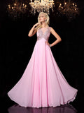 A-line/Princess Scoop Beading Sleeveless Long Chiffon Dresses TPP0003755