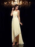 A-Line/Princess One-Shoulder Beading Sleeveless High Low Chiffon Dresses TPP0003829