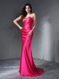 Trumpet/Mermaid Sweetheart Sleeveless Long Satin Dresses TPP0009219