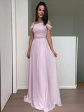 A-Line/Princess Chiffon Beading Straps Sleeveless Floor-Length Dresses TPP0001638