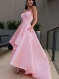 A-Line/Princess Satin Sweetheart Ruffles Sleeveless Asymmetrical Dresses TPP0009068