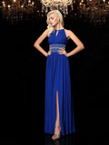 A-line/Princess Jewel Beading Sleeveless Long Chiffon Dresses TPP0003108