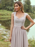 A-Line/Princess Chiffon Applique Sweetheart Sleeveless Floor-Length Bridesmaid Dresses TPP0004983