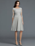 A-Line/Princess 1/2 Sleeves Scoop Knee-Length Applique Chiffon Mother of the Bride Dresses TPP0007299