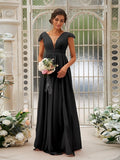 A-Line/Princess Chiffon Ruffles V-neck Sleeveless Sweep/Brush Train Bridesmaid Dresses TPP0004927