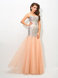 Trumpet/Mermaid Sweetheart Beading Sleeveless Long Net Dresses TPP0003227