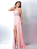 A-Line/Princess Sheer Neck Beading Sleeveless Long Chiffon Dresses TPP0002652