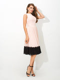 A-Line/Princess High Neck Lace Sleeveless Short Chiffon Cocktail Dresses TPP0008516