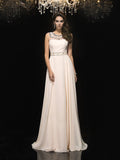 A-Line/Princess Scoop Beading Sleeveless Long Chiffon Dresses TPP0003618