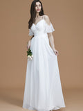 A-Line/Princess Spaghetti Straps Sleeveless Floor-Length Ruffles Chiffon Bridesmaid Dresses TPP0005400