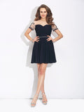 A-Line/Princess Jewel Beading Short Sleeves Short Chiffon Dresses TPP0008679