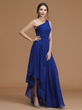 A-Line/Princess One-Shoulder Sleeveless Asymmetrical Ruffles Chiffon Bridesmaid Dresses