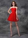 A-line/Princess Sweetheart Ruffles Sleeveless Short Net Cocktail Dresses TPP0008577