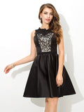 A-Line/Princess Scoop Lace Sleeveless Short Satin Cocktail Dresses TPP0008675