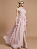 A-Line/Princess Spaghetti Straps Sleeveless Ruched Floor-Length Chiffon Bridesmaid Dresses TPP0005244