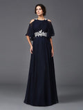 A-Line/Princess Straps Applique 1/2 Sleeves Long Chiffon Mother of the Bride Dresses TPP0007125