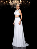 A-Line/Princess Jewel Beading Sleeveless Long Chiffon Two Piece Dresses TPP0004050