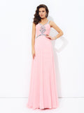 A-line/Princess Straps Beading Sleeveless Long Chiffon Dresses TPP0003377