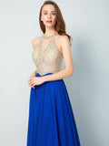 A-Line/Princess Scoop Sleeveless Floor-Length Crystal Chiffon Dresses TPP0003473