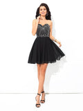 A-Line/Princess Sweetheart Paillette Sleeveless Short Chiffon Cocktail Dresses TPP0008835