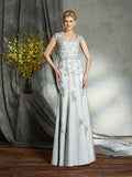 Sheath/Column Sweetheart Applique Sleeveless Long Satin Mother of the Bride Dresses TPP0007079