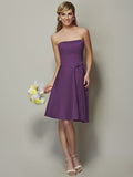 A-Line/Princess Strapless Sleeveless Bowknot Short Satin Bridesmaid Dresses TPP0005863